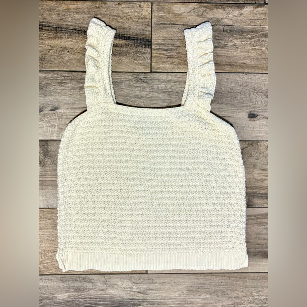 Madewell Cream Knit Square Neck Tank